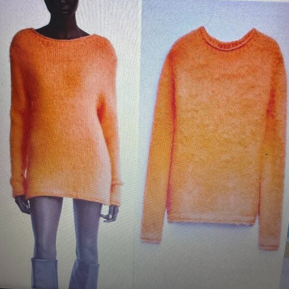 Zara Brushed Effect Orange Knit Sweater - Sz S/M - NWT - Picture 1 of 12